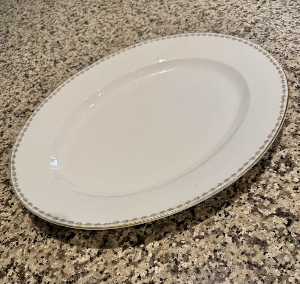 T&V Limoges France 17 1/2” Platter Rose Border